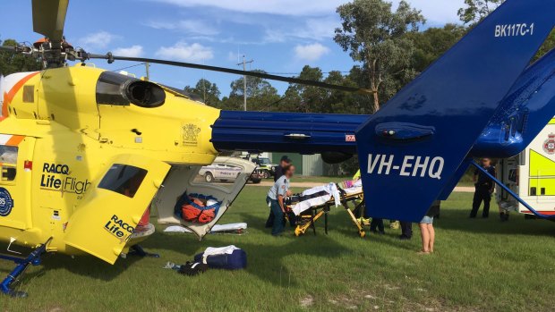 A girl is airlifted to hospital after being hit by a bus at Agnes Water, near Bundaberg.