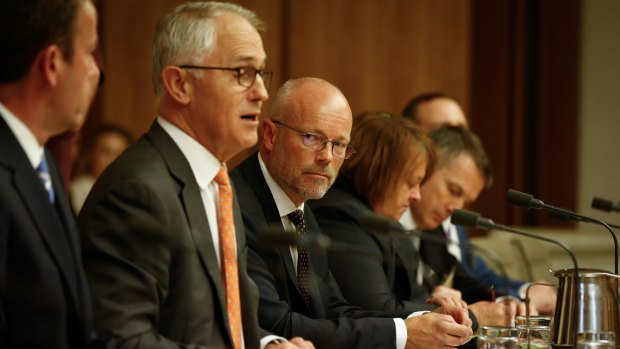 Prime Minister Malcolm Turnbull with special adviser Alastair Macgibbon.