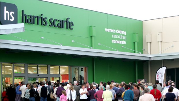 Harris Scarfe plans to open four or five stand-alone Debenhams stores over the next three years.