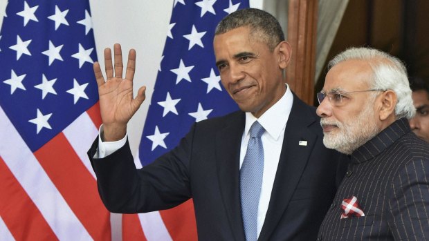 New friends: Barack Obama and Narendra Modi hold talks in India.
