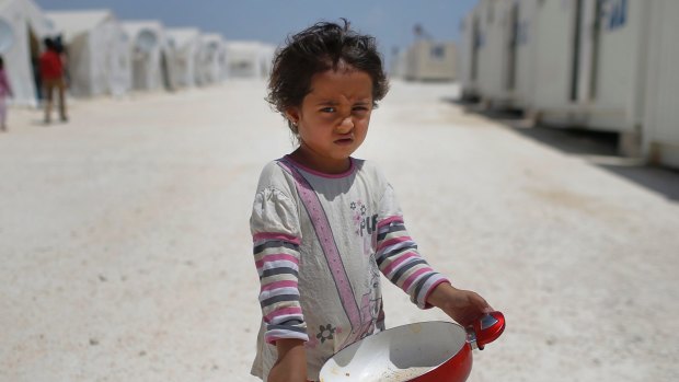 A Syrian child at a refugee camp in Suruc, on the Turkey-Syria border.  
