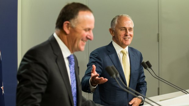 New Zealand Prime Minister John Key with his Australian counterpart Malcolm Turnbull in Sydney on Friday.