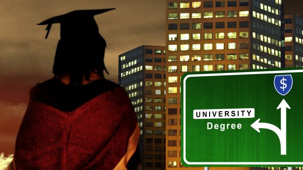 Rethinking life's direction: Until recently, many young people have assumed a degree would guarantee employment and income but rising university debt and falling job prospects are challenging that "truth". 