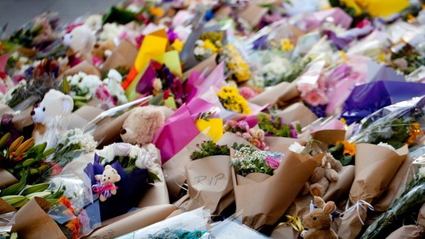A mountain of flowers was placed on Bourke Street Mall in the wake of the massacre.