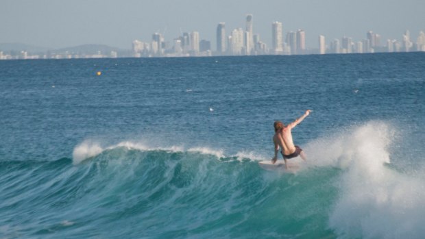 Surfers were reveling in the swell off the Gold Coast on Saturday. 
