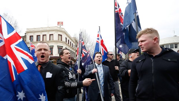 Organisers of the United Patriot Front's anti-Islam rally in Bendigo. 