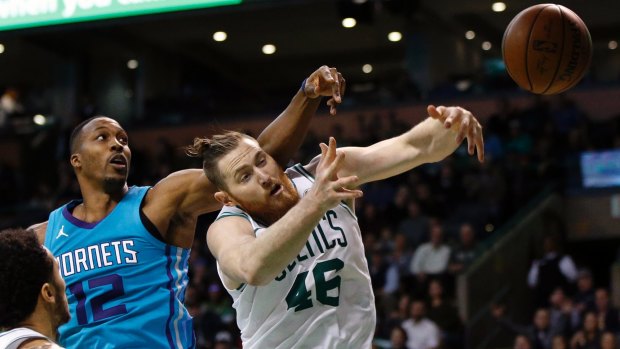 Kyrie Irving took an inadvertent elbow to the face from Aron Baynes in their game against Charlotte.