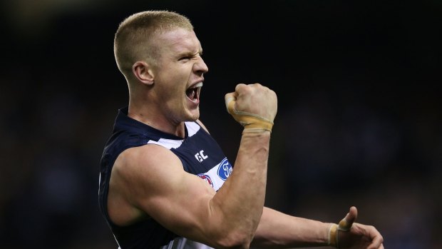 Chipping in: Josh Caddy of the Cats has raised his game in recent weeks.