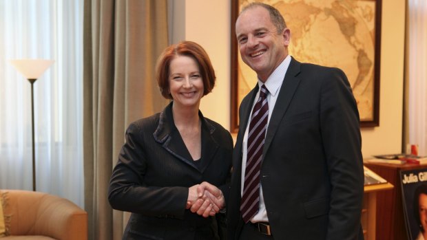 Former prime minister Julia Gillard with New Zealand Labour's foreign affairs spokesman David Shearer in 2012.