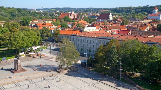 Cathedral Square and the old town, Vilnius.