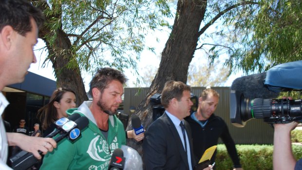 Ben Cousins leaving Armadale Magistrates Court in October 2016 after being held by police overnight. 