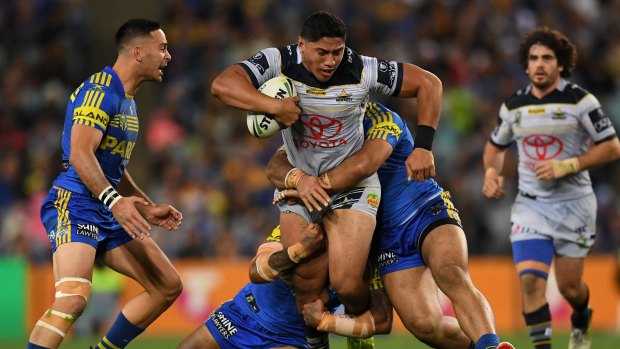 Rampaging Cowboy: Jason Taumalolo has been described as the best ball-carrier in the game by Roosters prop Jared Waerea-Hargreaves.
