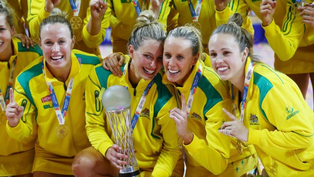 The Diamonds celebrate their netball World Cup success.