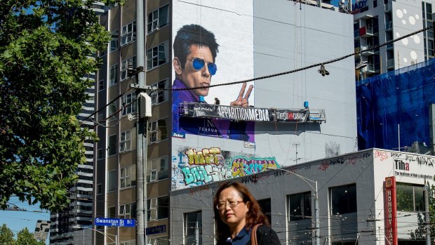 A hand-painted mural to promote Zoolander 2 on La Trobe Street in Melbourne.