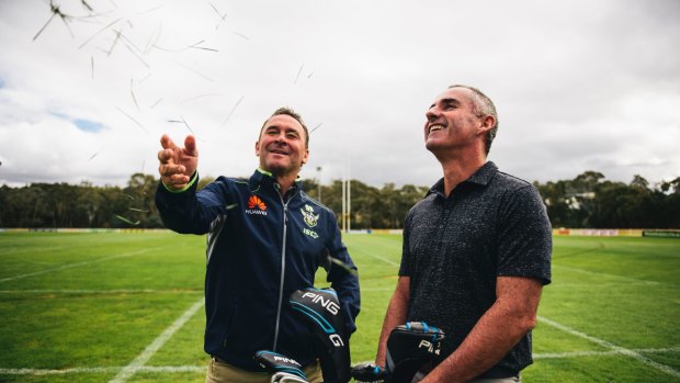 Canberra golfer Matt Millar made a mad dash across Queensland for a hit with the Canberra Raiders.