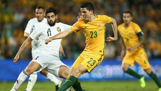 Tom Rogic in action for Australia against Jordan in a World Cup qualifier.