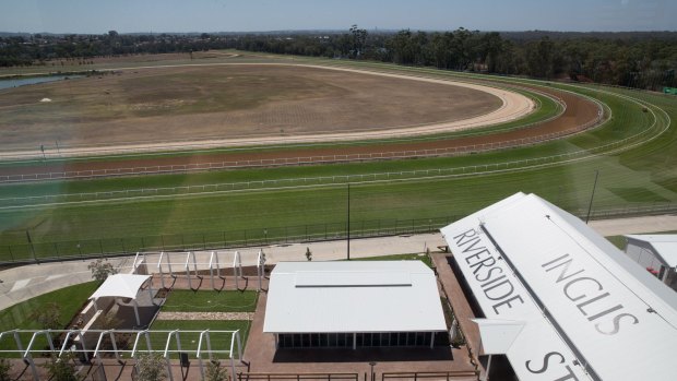 View to the future: A perspective of the complex and track from the rooftop pool at the new Inglis Riverside Stables.