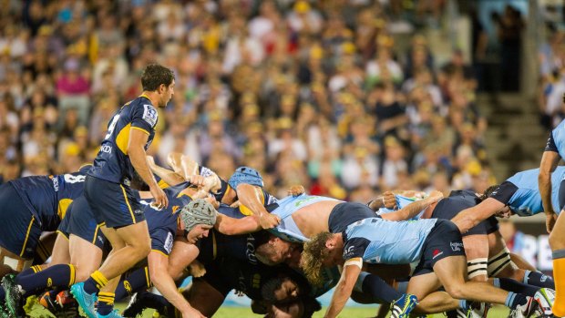 The Brumbies won the battle of the scrum, earning a penalty try in the second half.