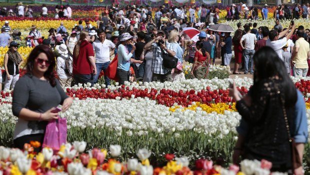 Huge crowds turned out at Floriade on Sunday.