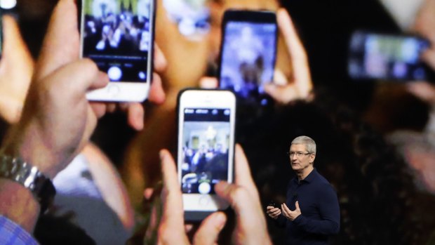Tim Cook at Wednesday's launch of the latest iPhone in San Francisco.