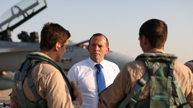 Prime Minister Tony Abbott visits Australian troops in Iraq where they are helping locals fight Daesh. 
