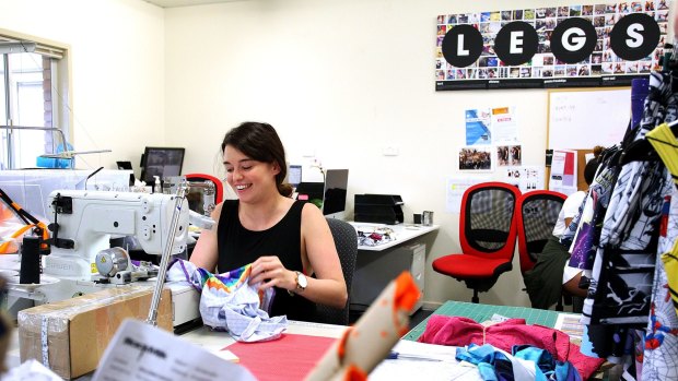 Sewing staff at work at Black Milk's head office, where all the clothing is designed and made.