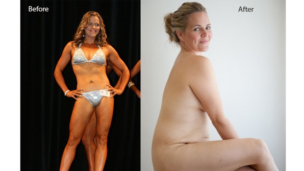 Taryn Brumfitt in her famous before and after photos which sparked a wildfire of comment on social media. For Relax