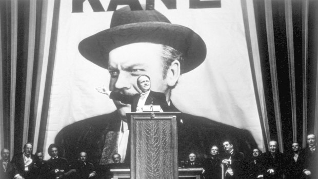 Orson Welles as the lead role in his film Citizen Kane.