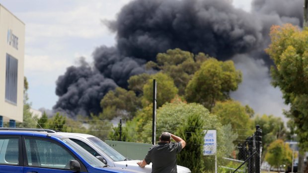 The massive tyre fire in Broadmeadows on Monday.