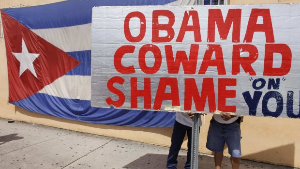 Protesters in Little Havana in Miami, Florida.