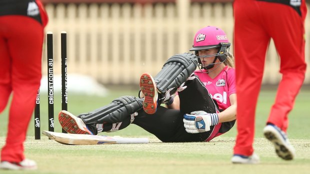 Down and out: Ellyse Perry has been ruled out of Wednesday's semi-final at the Gabba after suffering a hamstring injury.