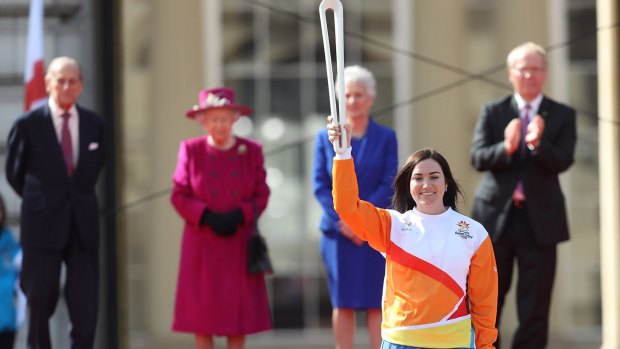 Sydney bound?  Anna Meares carries the baton at the launch of The Queen's Baton Relay for the XXI Commonwealth Games at Buckingham Palace. The 2022 edition may be coming to Sydney.