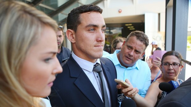 Tough times: Gold Coast Titans player Jamie Dowling leaves Southport Magistrates Court on Thursday.