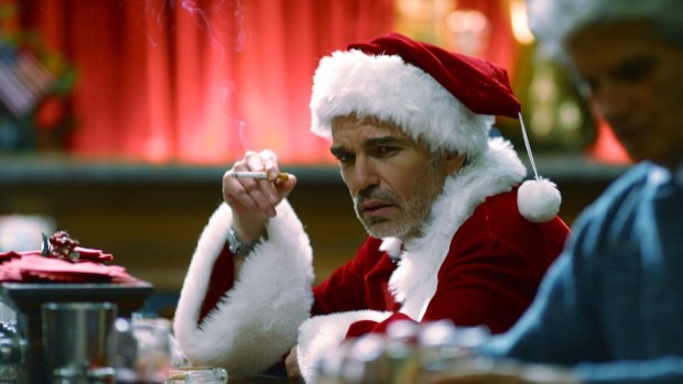 Billy Bob Thornton in a scene from the film <i>Bad Santa</i>. 