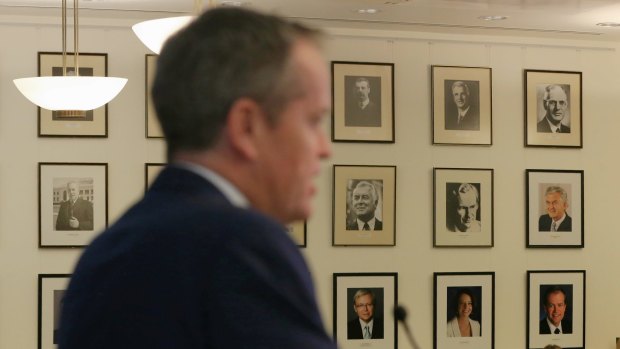 Bill Shorten addresses Labor's caucus in Canberra.