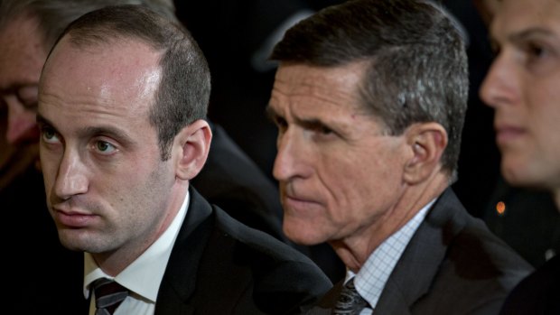 Former national security adviser Michael Flynn, centre.