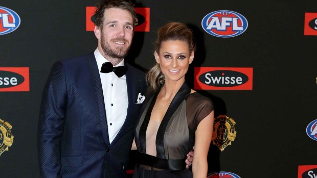 With long-term partner Taylor Wilson at the 2015 Brownlow Medal count.