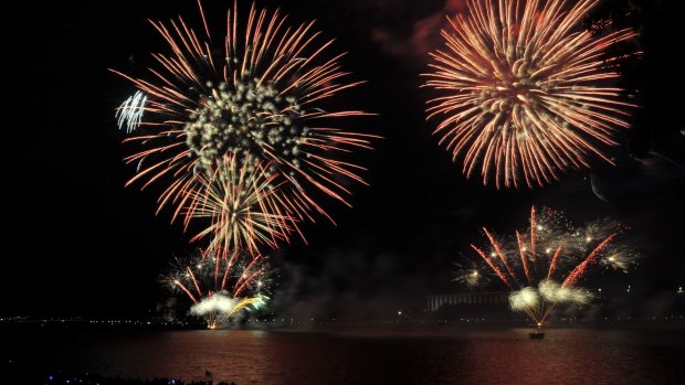 Australia Day fireworks on Lake Burley Griffin last year.