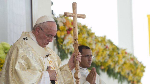 Pope Francis leads a Mass  in  Ecuador on July 6. 