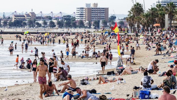 Melburnians flocked to the beach on Saturday.