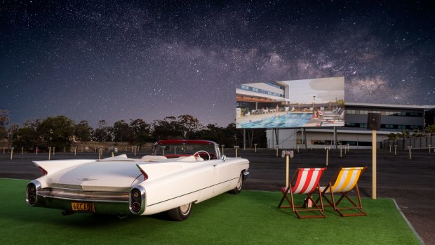 Park in style: Enjoy a Drive In movie in a 1960s Cadillac.