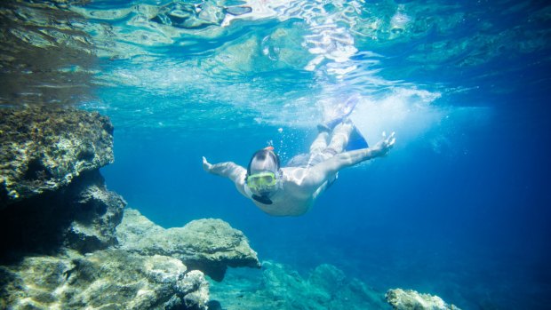 Snorkelling in crystal waters near Bodrum, Turkey.