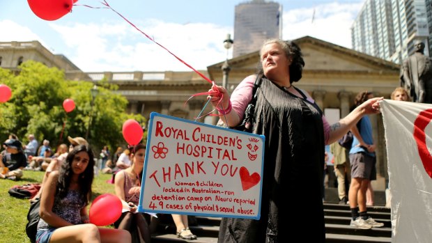 Staff at the Royal Children's Hospital were the toast of the Stand Up For Refugees Rally in Melbourne on Sunday. 
