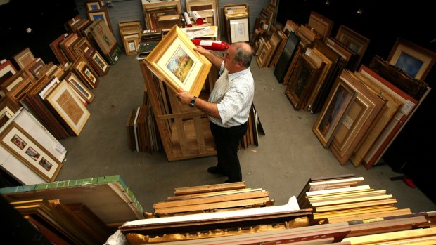 Artworks stored in one of Bonhams & Goodman's auction houses.