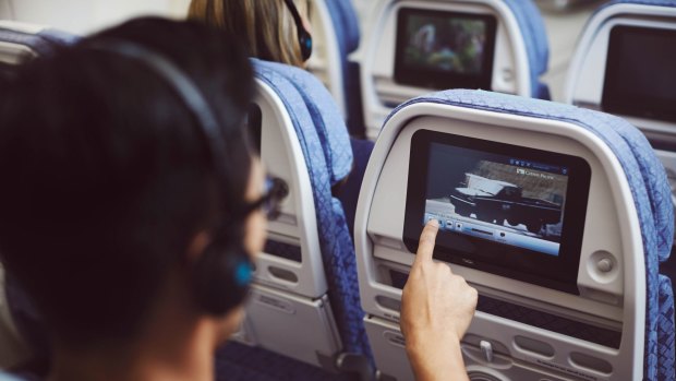 Cathay Pacific Airbus A330-300 entertainment system.