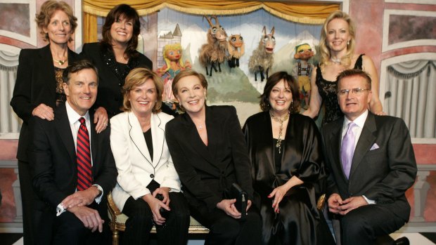 Charmian Carr, top left, with other cast members in this 2005 picture. Clockwise from top left are, Carr, Debbie Turner (Marta), Kym Karath (Gretl), Duane Chase (Kurt), Angela Cartwright (Brigitta), Julie Andrews (Maria von Trapp), Heather Menzies (Louisa) and Nicholas Hammond (Freidrich).