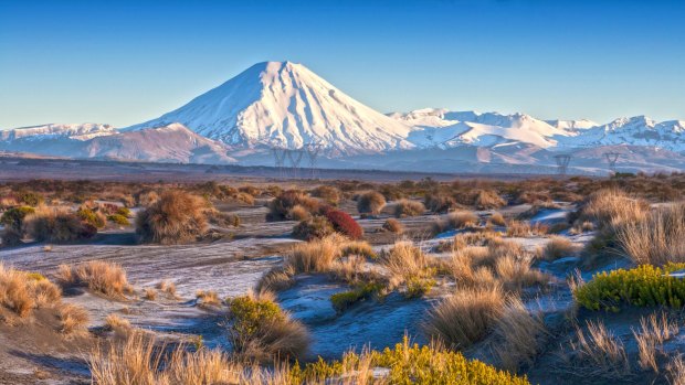 Mount Ngauruhoe and the Rangipo Desert in  Tongariro National Park.