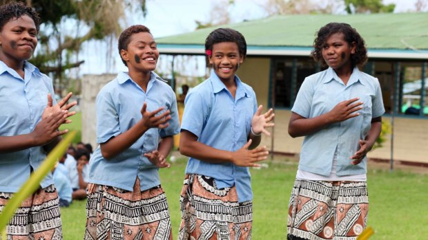 A warm welcome from students of Yasawa High School. 