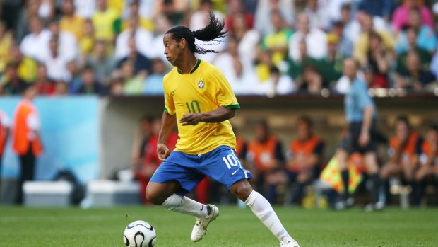 Ronaldinho in his prime for Brazil.