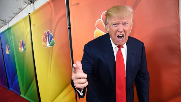 'You're fired!': Donald Trump while host of The Celebrity Apprentice in 2015. 